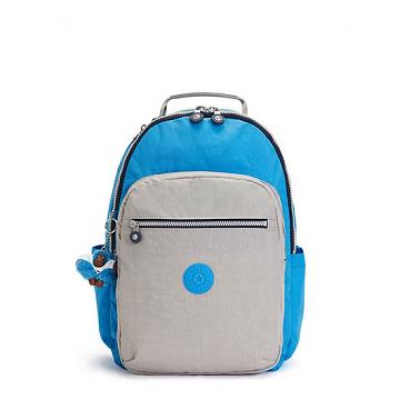 Kipling Seoul Large 15" Backpack Laptop Bags Lake Blue Block | AU 1645JP